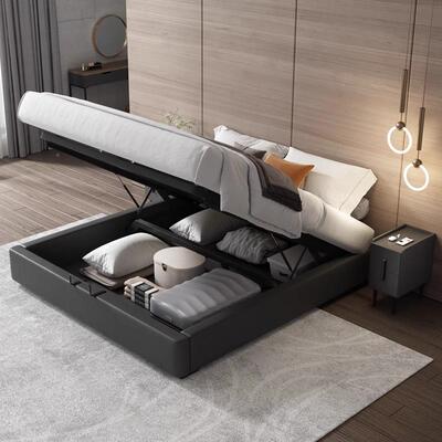 现代1003简约无床头床架小皮户型轻奢极简物榻榻米1.81.5无米靠储