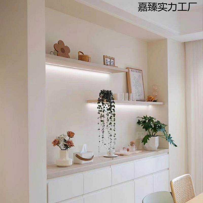 一字板悬浮板灯带隔条板灯光DJG展示架广埃发层光墙上物置架长层