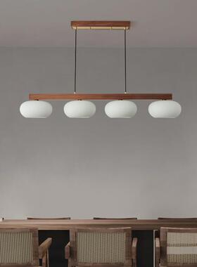 中古风餐厅吊新灯中吧一字长条台式茶室灯胡桃木高档办公NMW室灯