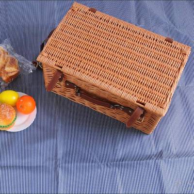 古欧美LK-P036风全柳编织野篮蜜色果蔬糖收纳筐户外餐野餐保温收