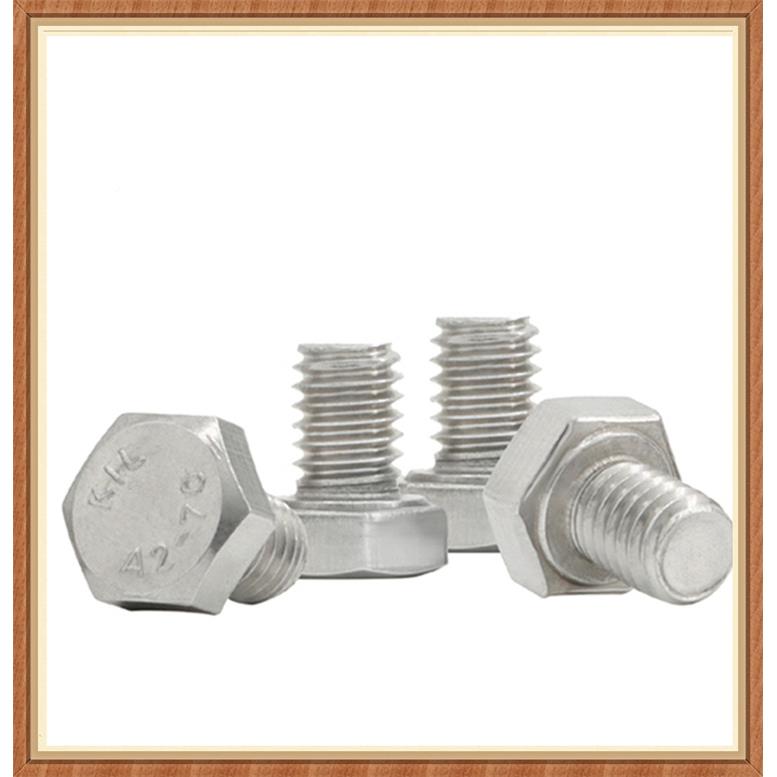 3栓04不锈GHW钢DIN螺933六角头2M8*10*15*2*150外六角螺丝机牙螺