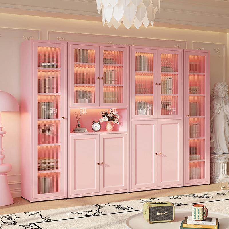 法式钢制书柜铁艺2131224玻璃带门书架收纳展物示落简地书橱客柜,住宅家具,书架,淘宝优惠券,粉丝福利购,淘宝优惠卷