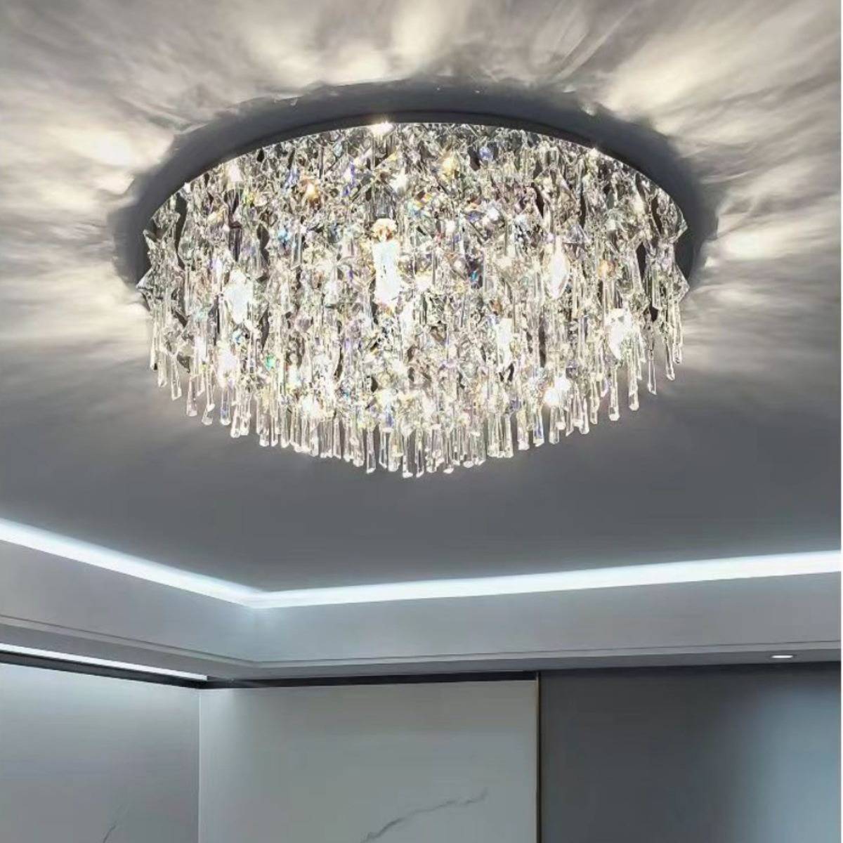 轻奢水晶吸顶灯现代简约客厅灯主卧室大气2025年新款圆形网红灯具
