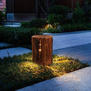 户外仿景真树木桩灯防D0058区水民宿草坪灯太阳能温泉庭度假院灯