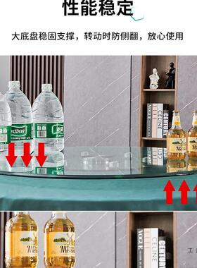 PFO钢化玻璃转餐钢桌转盘圆桌旋转餐桌盘旋转圆盘盘化玻璃餐桌