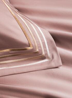 轻奢简约100件长绒棉贡床缎四套四季通用纯棉HTA10001纯色床笠床S