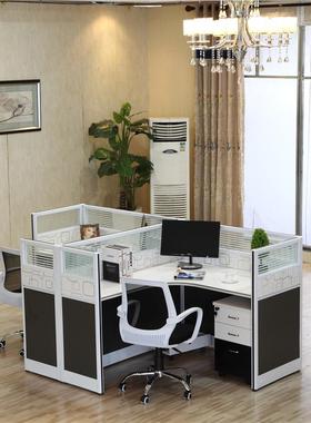 屏风公桌4人椅组合职简AKZ约现代L型员桌6办人卡位隔桌断办公室工