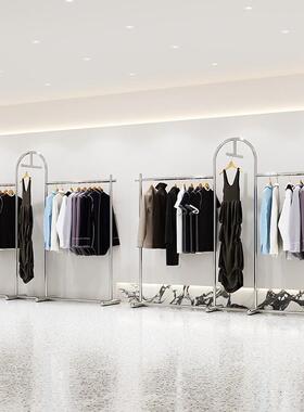 轻奢不钢服展示装架落地式挂正架男女童装店锈陈列VUI挂衣架衣服