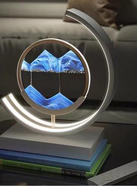 沙漏摆件山水画工艺品意办公室沙玻璃摆流件家居装饰创HZF-LS01送