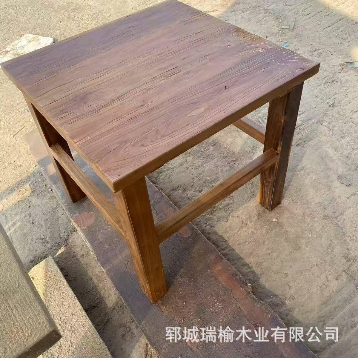 老榆木花方形风化八仙正仿古餐桌餐馆餐桌组拼合家用中桌式餐桌茶