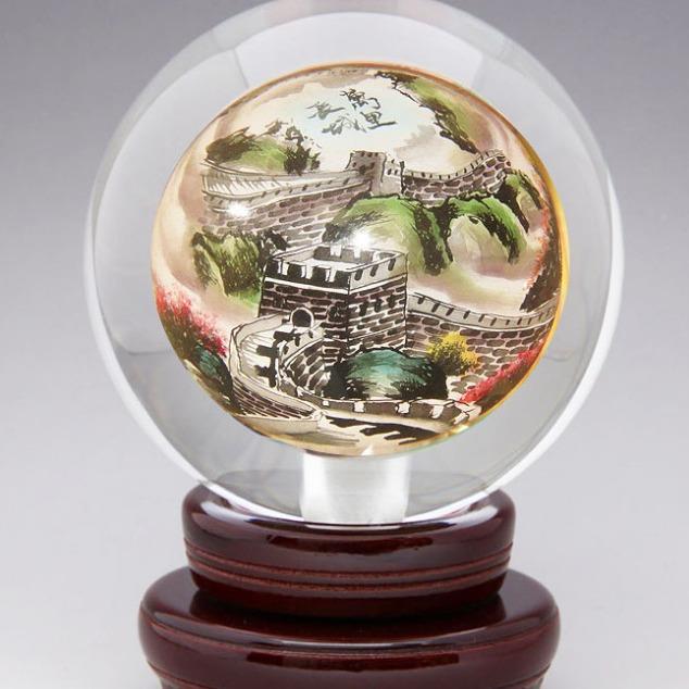 内画水球客厅摆电视柜件桌面摆件水球工艺办晶sjq00005晶公桌摆件