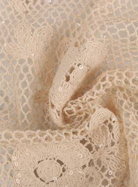 E14732股线线亮片布棉钩针织花料面料