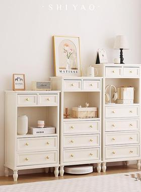 法式奶风油室实木斗柜卧储物柜美式复柜子客厅古边柜抽屉WYE柜床