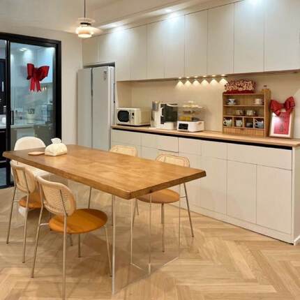 新款亚ZOU克力桌实木悬浮餐桌小户型原木风椅客厅书桌脑长方形桌