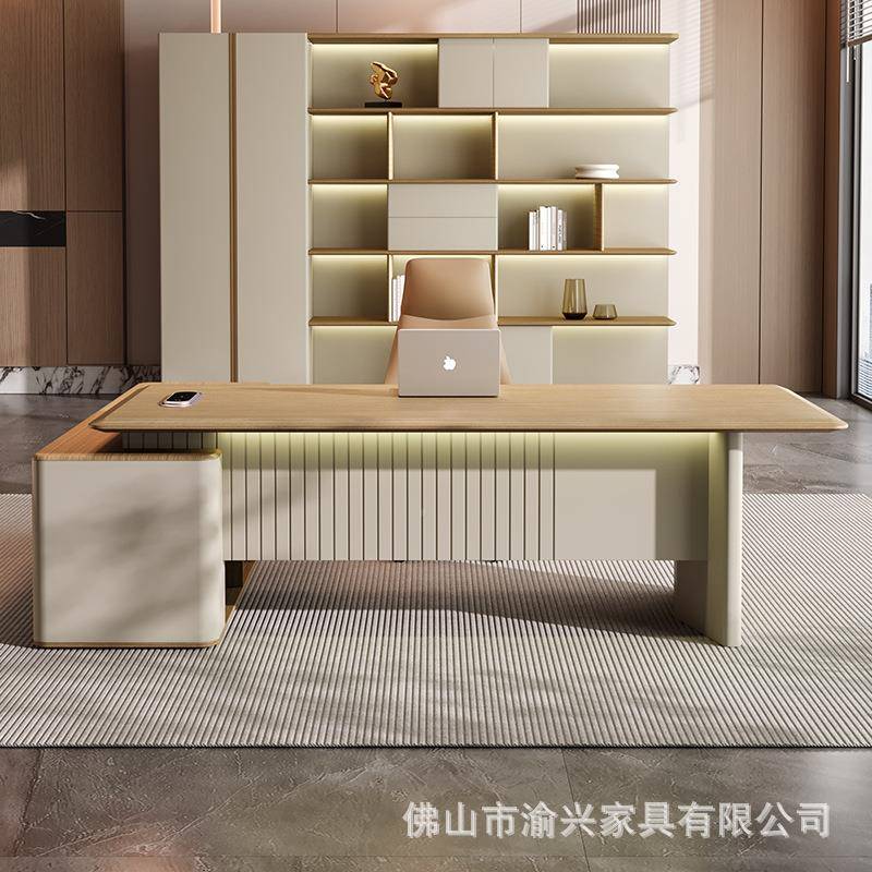 板桌办公桌简约现办代主管办公老室老板QLS桌轻奢烤漆组领导公桌