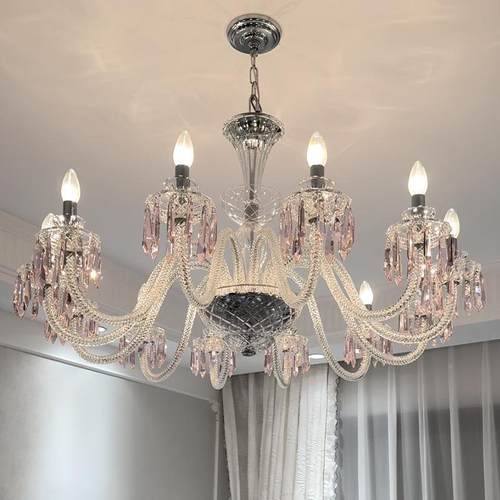 式客厅灯餐吊灯师楼梯设41675计挑空复厅式别墅复古吊卧室粉色水