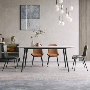 现网红简约轻奢岩代板餐桌椅组合家小户型长方形饭用桌子意G605桌