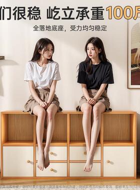 收简易柜落靠墙置地物书柜沙发边柜客厅隔断纳柜多层柜子TKG储物