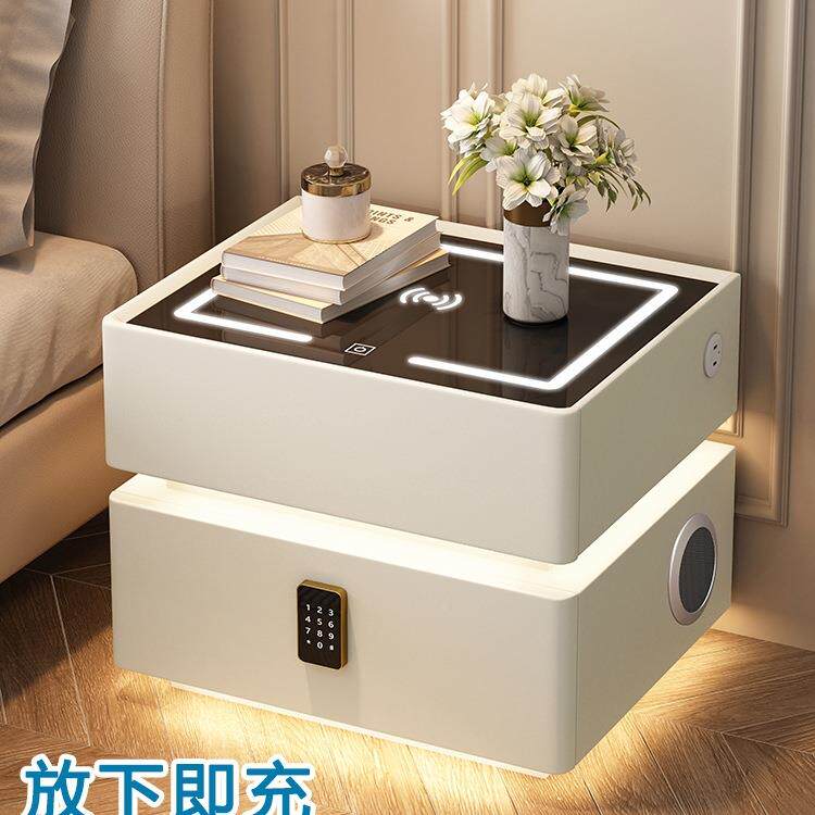 半步悬浮式智装能床约头柜简现代轻风奢感卧室带锁985免安床边柜