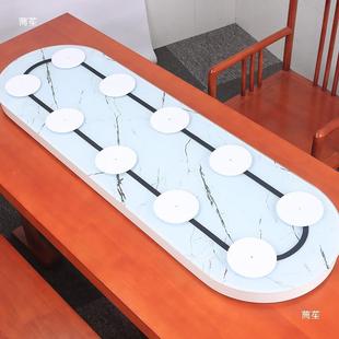 长形餐桌电动转店盘方用酒民宿旋转椭圆形展家示台PPT转动器