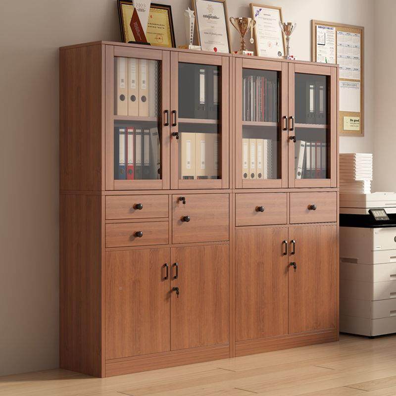 办公室新文件柜木柜质书柜料带锁家用资柜档IGH案分层款书架带柜,商业/办公家具,办公储物柜,淘宝优惠券,粉丝福利购,淘宝优惠卷