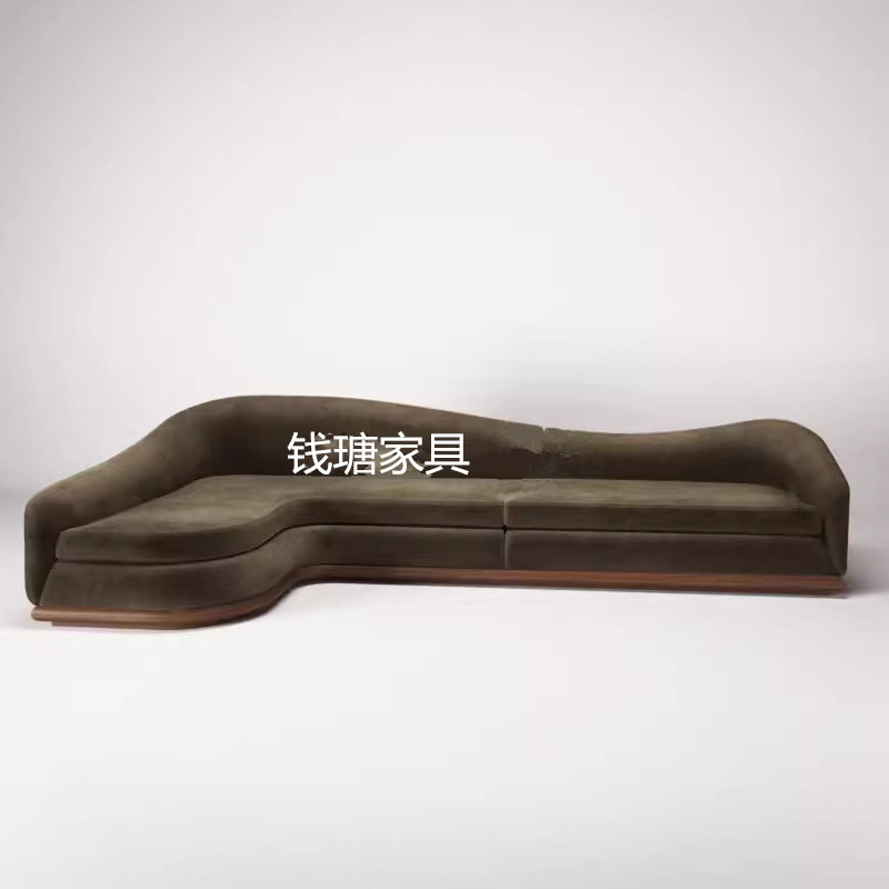现代简约轻奢金属布艺三人沙发