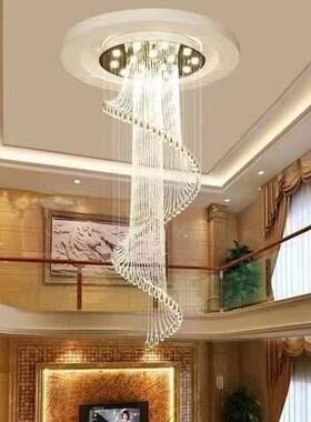 吊跨境现代复式客楼轻37246奢水晶吊灯厅中空野旋转楼梯酒店别工