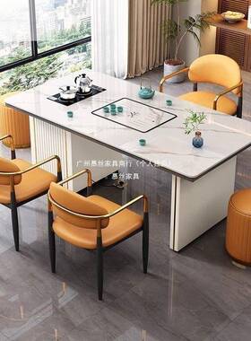 慕丝家用多板功能一体整代茶台带椅轻奢套茶桌泡茶桌岩现TKZ阳台