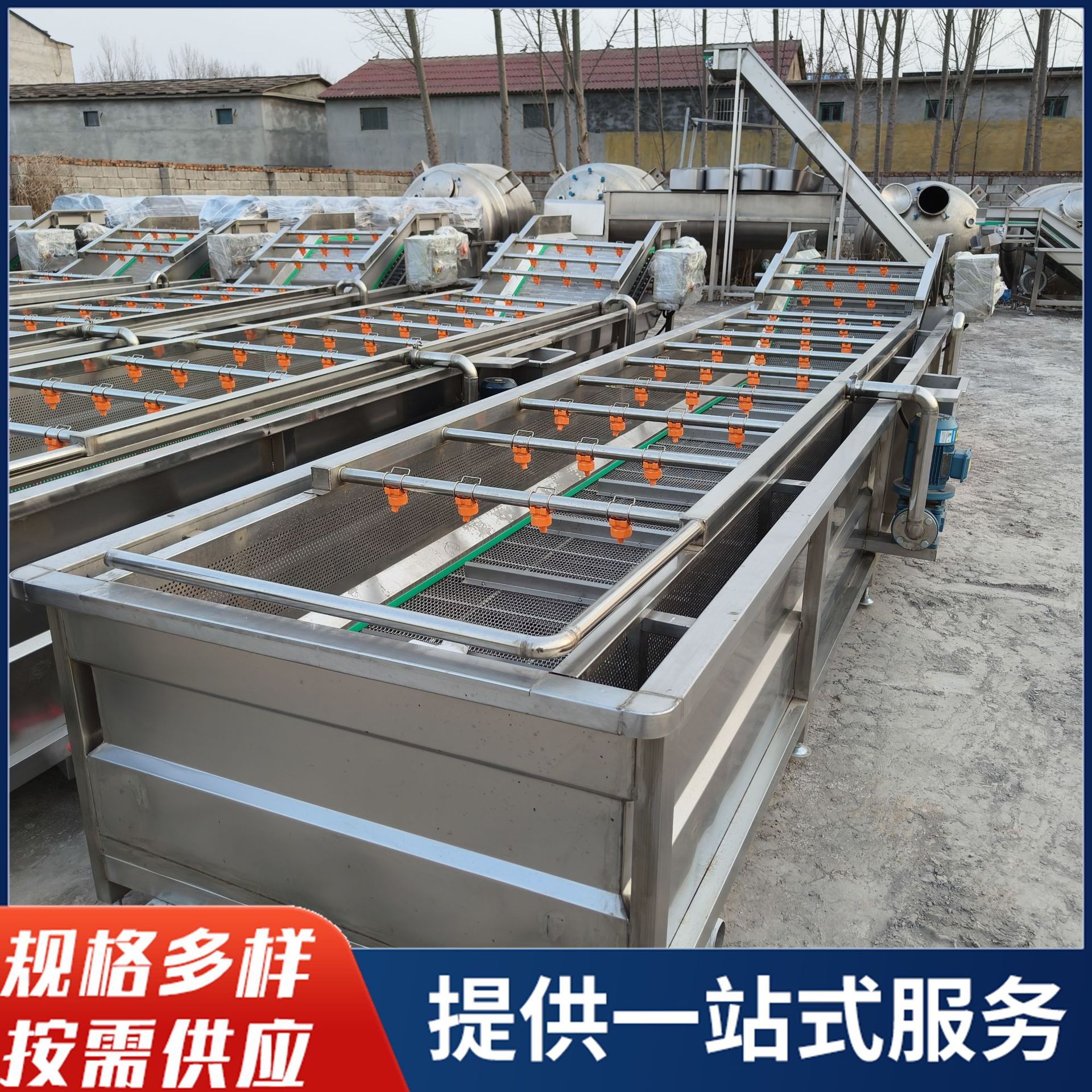 商用全自动果蔬气泡清洗风干线