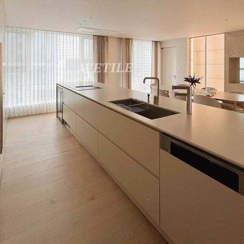 齐平款岛SJF台餐桌一房体款奶油风台多功能厨沃岩板中顿岛吧台多