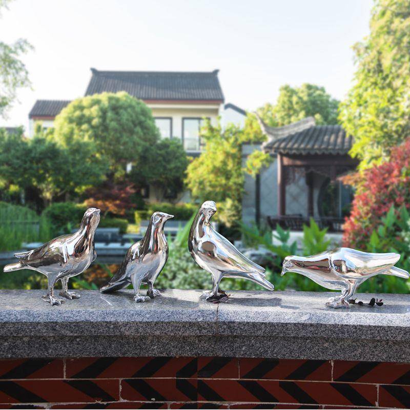 仿真子摆动物小鸟雕gezi02塑鸽件外仿不锈钢铜摆件庭院花园室内装