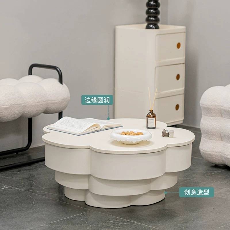法式简约客厅小茶几奶油风立体花朵小桌子现代小户型异形沙发角几