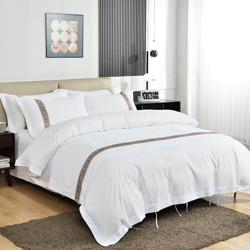 宾馆店四套三民宿房布草件套加厚床笠纯白色客厂家直供房多酒件件