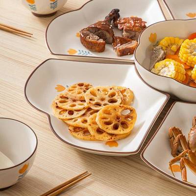 02Z12045新过年团圆年拼盘餐具碗碟套装网2红创意陶款瓷拼盘碗筷