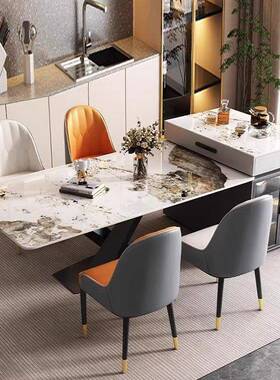 可岩板台家用伸缩折叠方圆红两用多功能63733餐桌现代网拉伸组岛合圆形