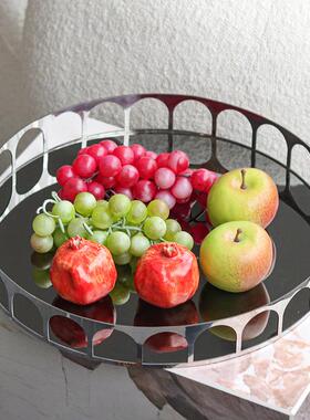 设客计师艺术圆形DOK托盘摆玄关西餐板房厅展示件前台水果样盘装