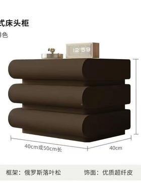 法物式奶油风白色床头网红创意极皮质床边柜柜FDV收纳柜多层储简