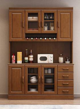 靠墙酒AEY柜中式木全实厨物房木餐边柜一体置柜客厅实高柜家用收