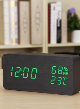 夜温湿度计意座钟光ELD卧室钟学生台钟闹ltao1008钟静创音床头电