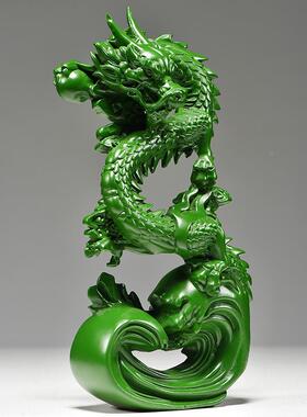 木龙摆件绿吉tq-1098色木质龙纯祥物青龙盘年生肖实木雕刻木头补