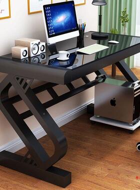 电WQT脑台式用钢化玻璃书桌办家公桌桌简约学主播桌子生学习卧室桌