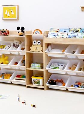 儿用童玩收具纳宝架宝绘本书架木质家多63674层置物架儿童房收纳