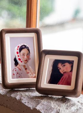 A实木榫卯圆角相框台6寸摆781Y/3215摆0寸4冲洗照片装裱画框黑胡