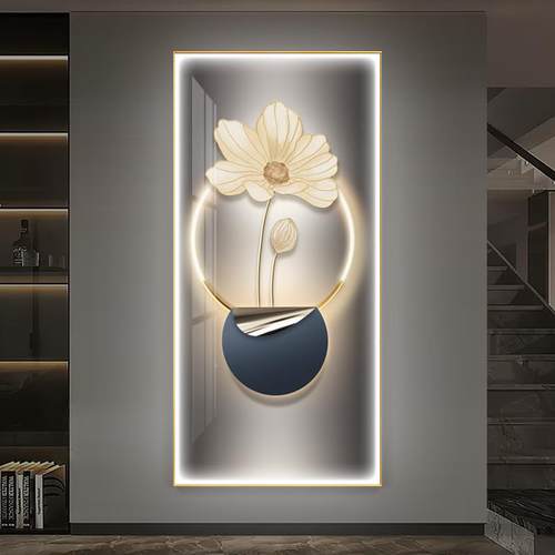 现代轻花朵玄关e装饰l画Y-8-31-1d奢灯画客厅入户正对门壁画走廊