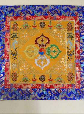 藏式桌thsdu+y%布居酒店茶色几盖布织十字金杵黄红供色桌刚台布用