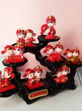 结新冠八件套桌面摆件新婚送人摆饰新新娘订套八婚婚婚房布置装饰