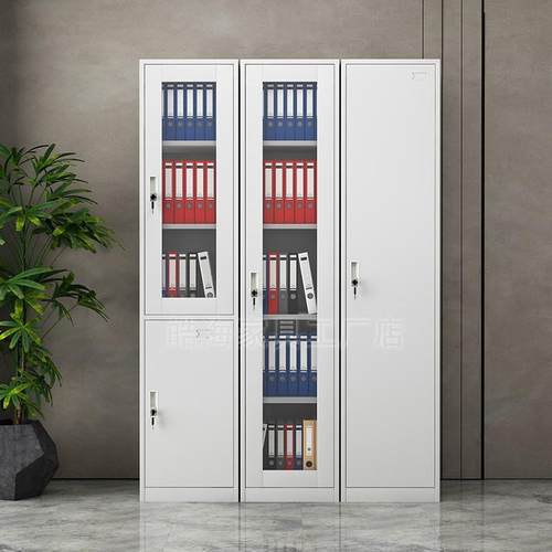 单门资办公MYR柜文件柜铁皮柜料档案柜员工物储窄柜带锁款简易收