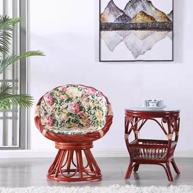 旋靠转藤椅家三件LWT套真编背椅茶几休闲藤阳台小桌椅腾椅子组合