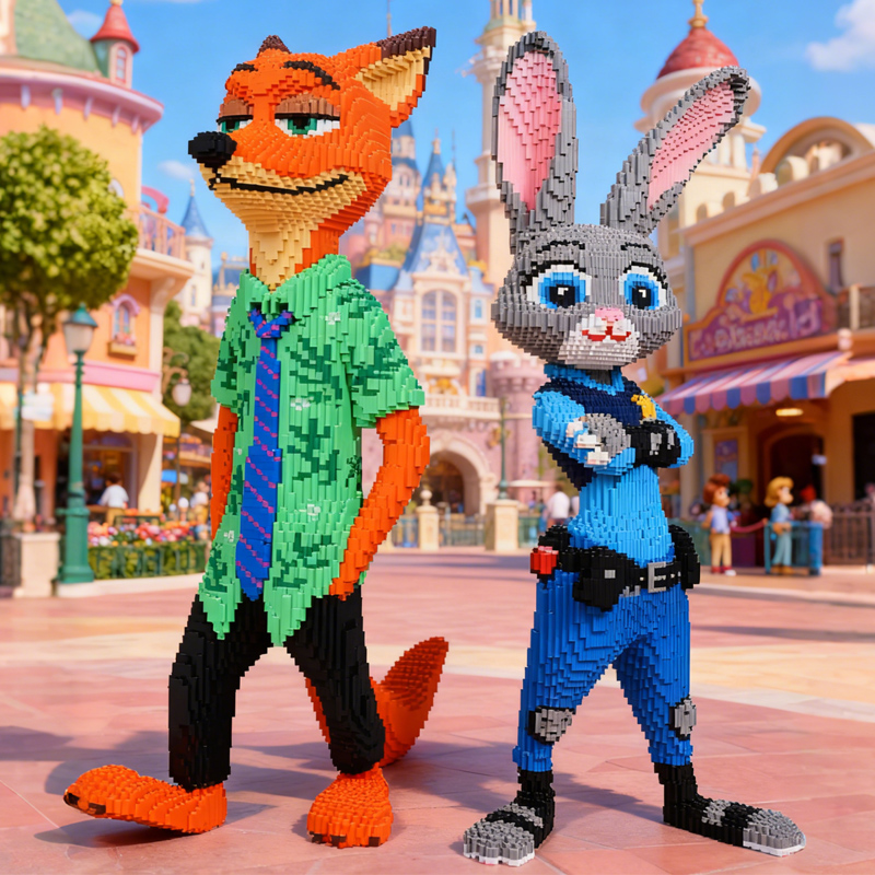 高难度疯狂积木巨大型拼装动物城