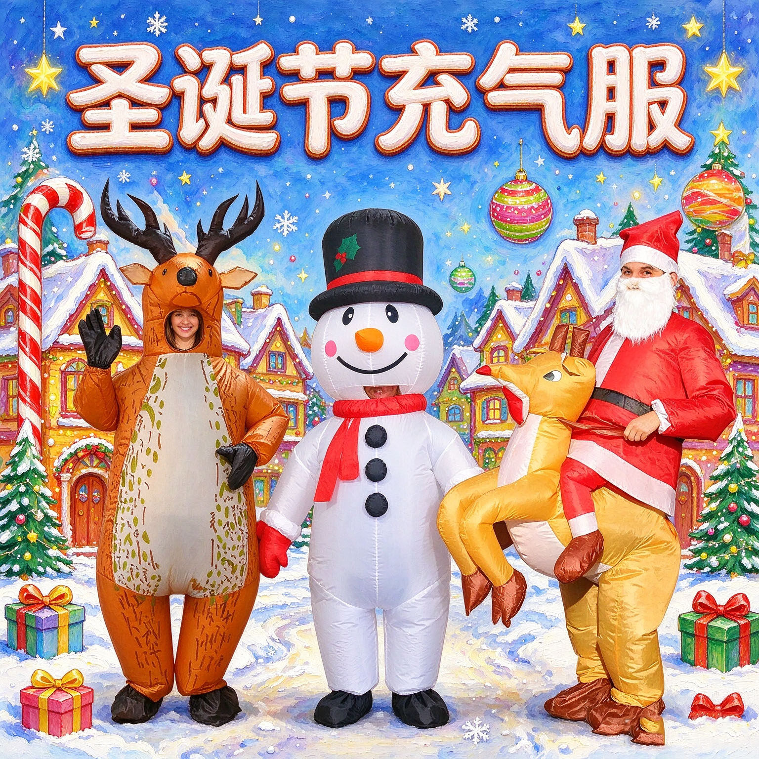 圣诞节充气圣诞老人服装道具气模
